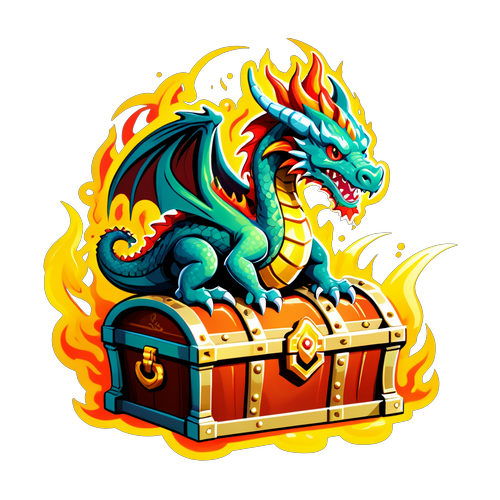 Fiery Dragon Guarding Treasure Sticker