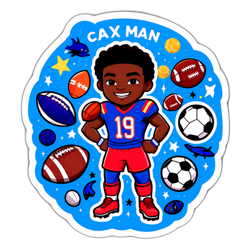 Adesivo Giocoso di Cax Man come Super Atleta