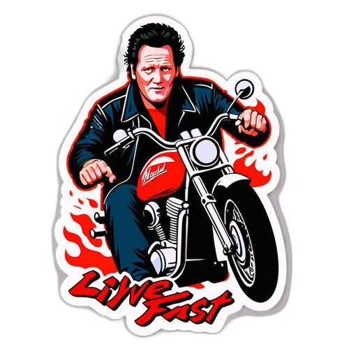 Illustratie van Michael Madsen met een motor
