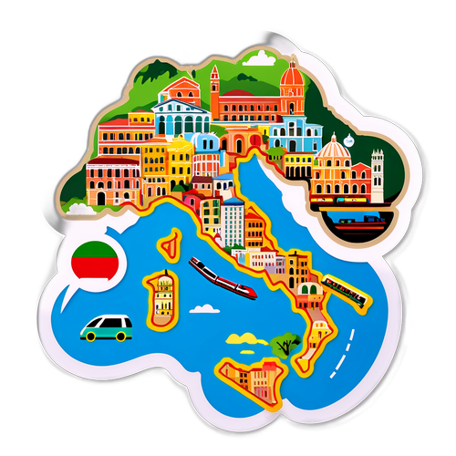 Autocollant Trenitalia représentant une carte de l'Italie