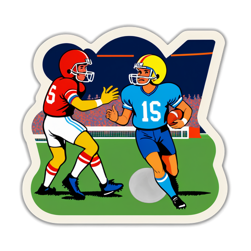 Ilustração vintage de um jogo de futebol americano dos anos 80