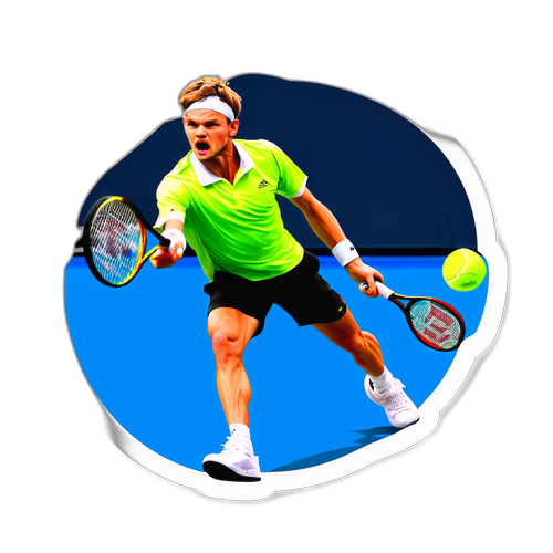 Sticker van tennisbal getroffen door David Goffin