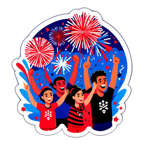 Stiker Ceria Penggemar Flamengo Merayakan