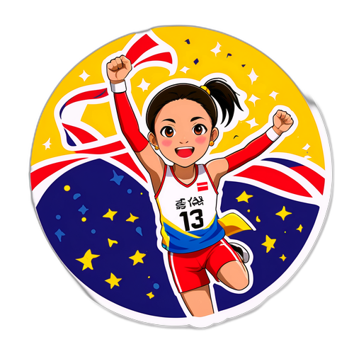 庆祝13岁运动员于子迪创造亚洲纪录的贴纸