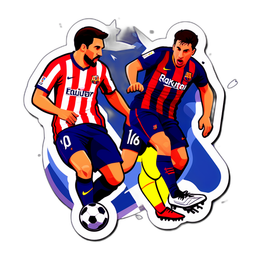 Actionfylld fotbollssticker mellan FC Barcelona och Atlético Madrid