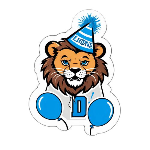 Whimsical Detroit Lions Celebration Sticker