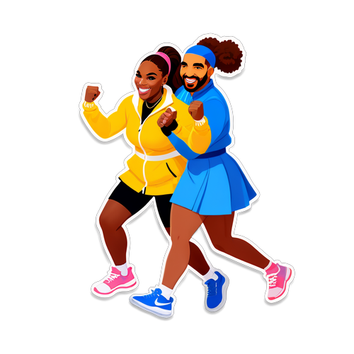 Farverig klistermærke af Serena Williams og Drake