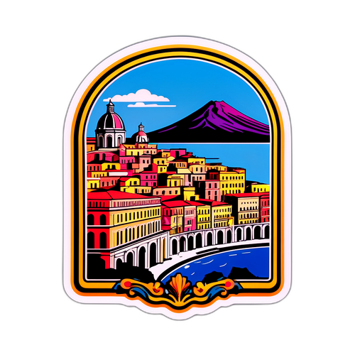 Peisaj din Napoli cu detalii arhitecturale