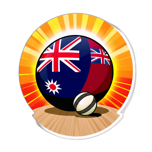 Cricket Ball with Flags Sticker