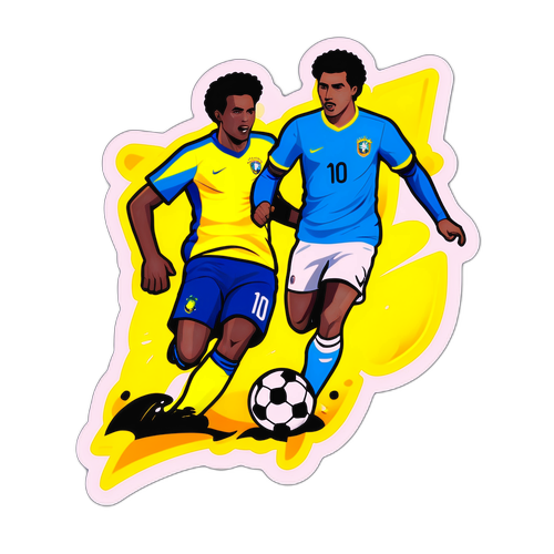 Adesivo di una partita di calcio tra Ecuador e Brasile
