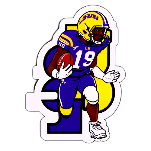 LSU Bold Football Player Sticker