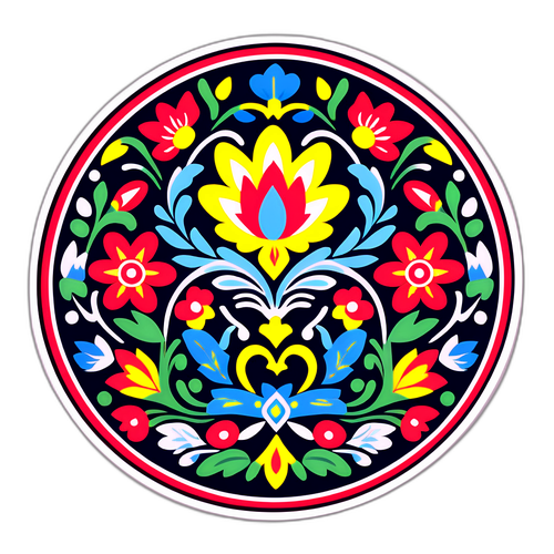 Святковий наліпка з квітами та декором, що втілює дух українських традицій