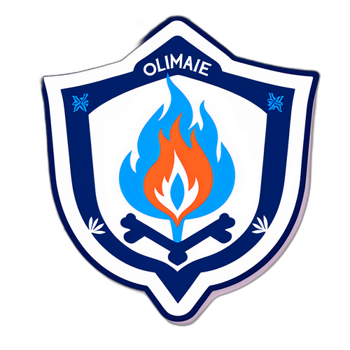 Stickers z logo Olympique Marseille otoczone ogniem