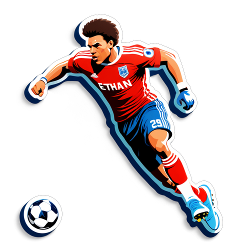 Autocollant d'un footballeur stylisé en plein sprint