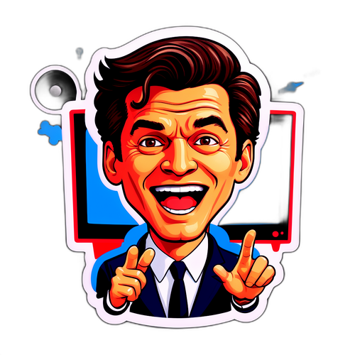 Humorvoller Aufkleber von Kai Pflaume als Talkshow-Moderator