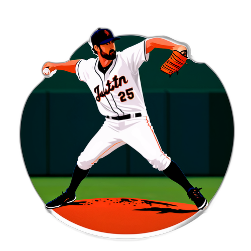 Dynamic Justin Verlander Pitching Sticker