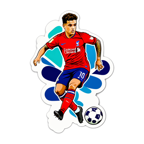 Stiker Karakter Philippe Coutinho Menggiring Bola