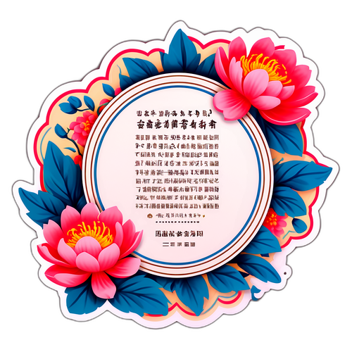 王维诗词花卉贴纸