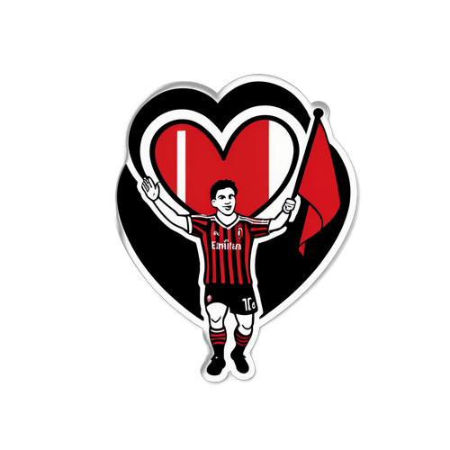 AC Milan szurkoló szív alakú zászlóval