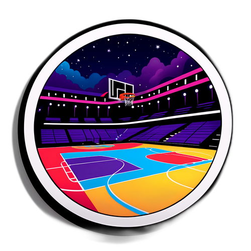 Artistikong Stickers ng Basketball Court sa Gabi