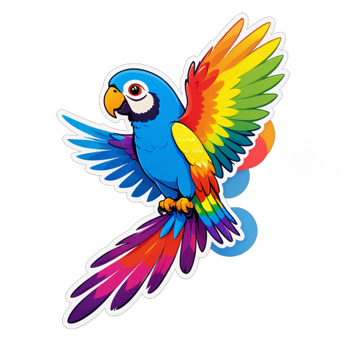 彩虹羽毛的小鹦鹉展翅飞翔