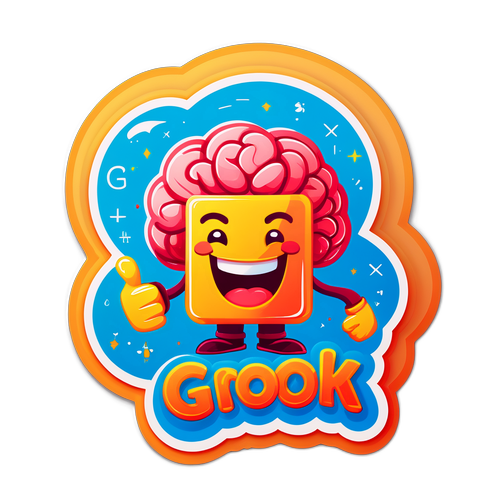 Masayang Sticker na Naglalarawan ng 'Grok'