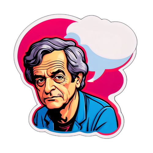 Illustratie van Alain Finkielkraut met een gedachtenwolk