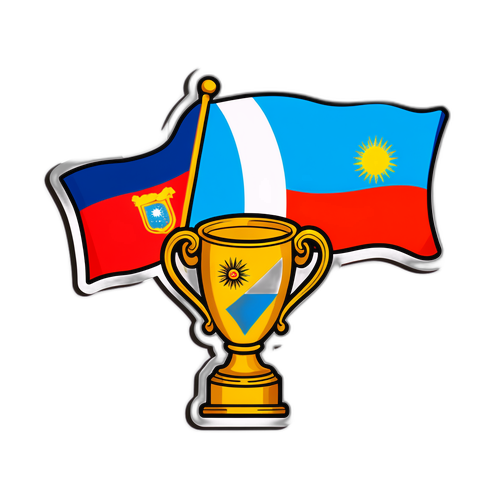 Dessins d’un trophée avec le drapeau argentin et le drapeau vénézuélien