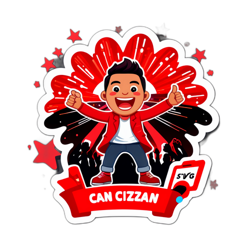 Sticker Divertente di Red Canzian sul Palco