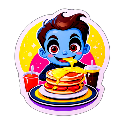 朝食を楽しむラヴィットのキャラクターのステッカー