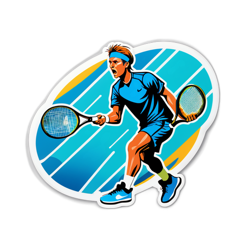 Sticker cu un rachetă de tenis în mișcare