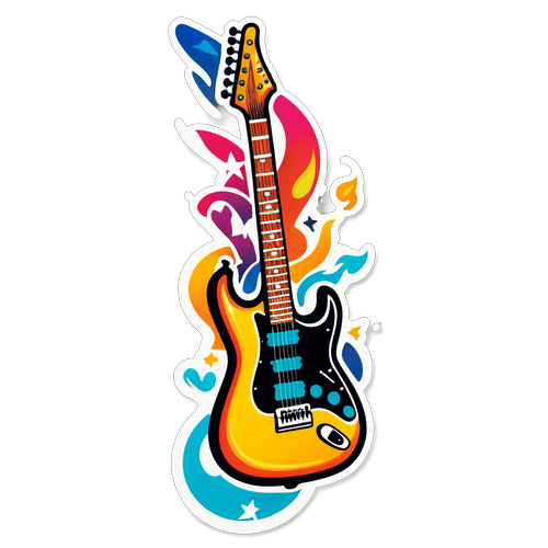 Vibrant Electric Guitar Sticker Design