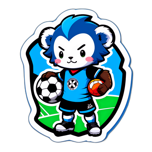 サッカーボールを持つマスコットキャラクターのデザイン