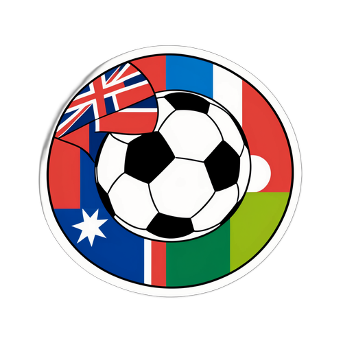 סטיקר של כדורגל עם דגלי איטליה ונורבגיה