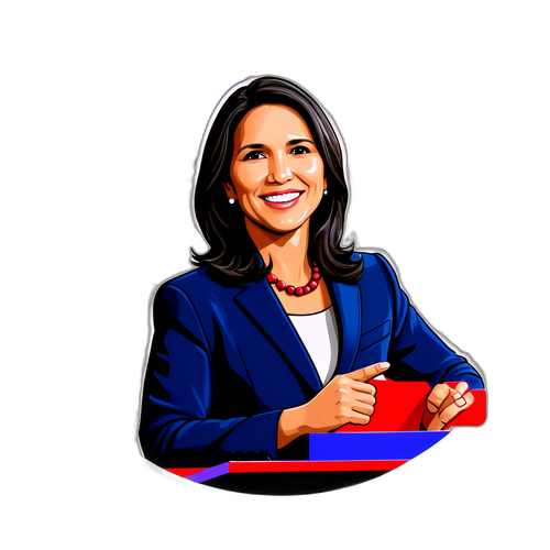 Rolig sticker av Tulsi Gabbard som håller tal