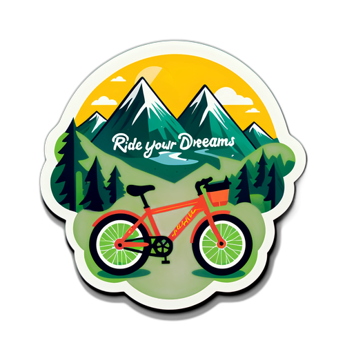 Sticker van Nicky Hayen met een fiets