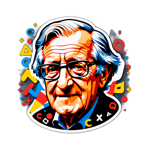 En uttrykksfull klistremerke med Noam Chomsky