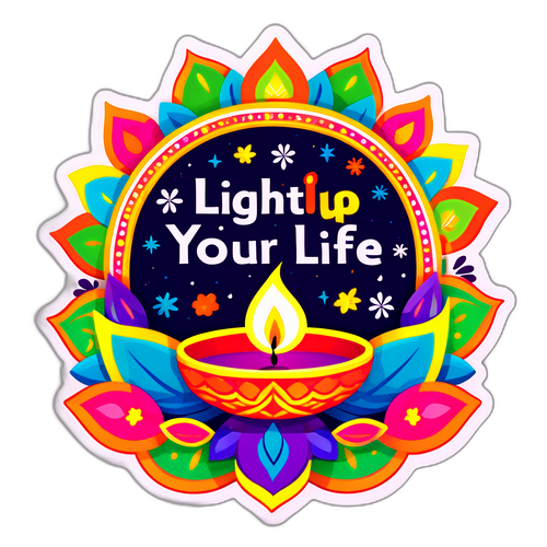 Makulay na Sticker para sa Diwali: 'Light Up Your Life!'