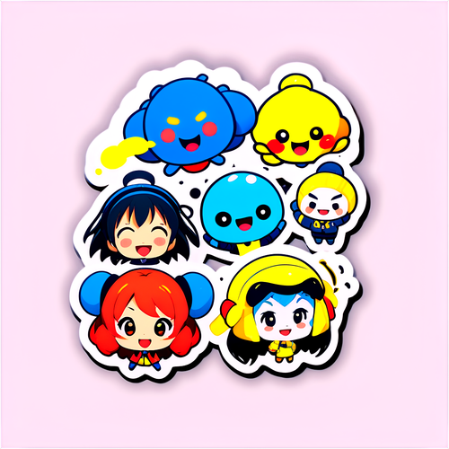 朝一のホストたちの楽しいキャラクターのステッカー