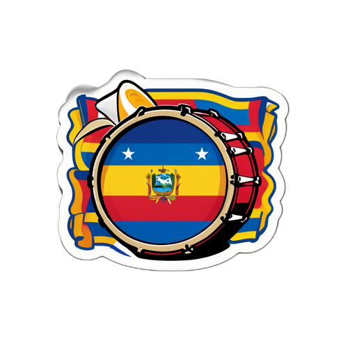 Autocollant créatif représentant le drapeau du Venezuela avec des éléments culturels