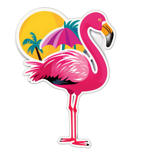 Flamant rose dans une pose drôle