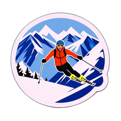 Sticker eines Skifahrers in Aktion