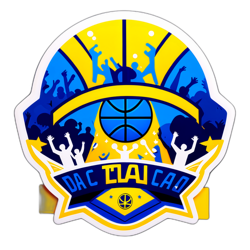 מדבקת כדורסל צבעונית עם הדפס של מכבי תל אביב