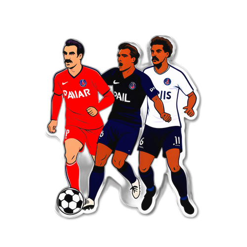 Vintage fodboldklistermærke af klassisk rivalisering mellem Lyon og PSG