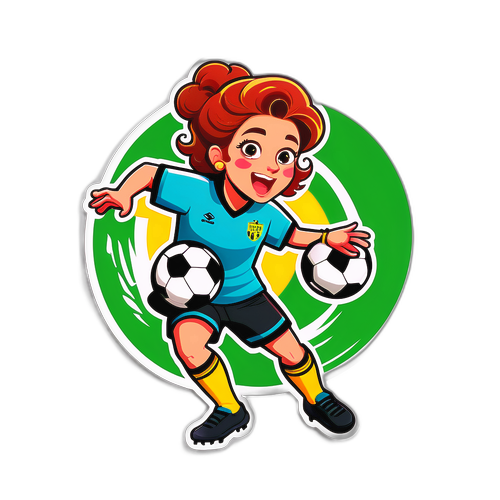Illustrazione Giocosa di Fiorella Mannoia che Canta in un Pallone da Calcio