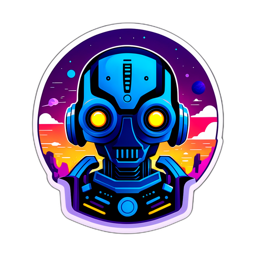 Stiker Futuristik Menampilkan Teknologi AI Gemini