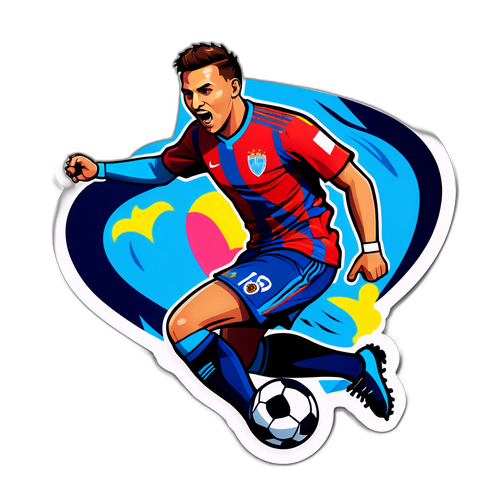 Una pegatina estilizada de Cherki anotando un gol