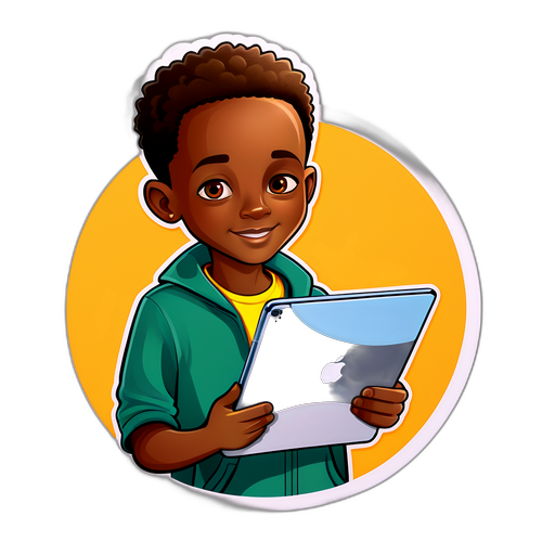 Adventurous Ethiopian Boy with iPad