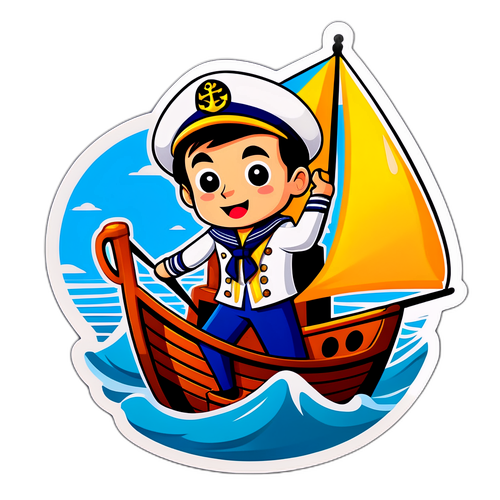 Hauska ja värikäs tarra merimiehestä