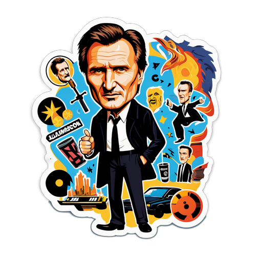 En fantasifull karikatyr av Liam Neeson